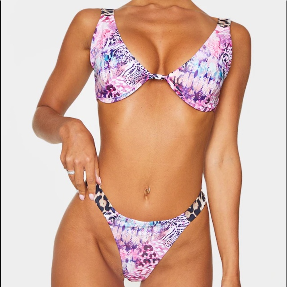 Multi Colored Leopard Print Bikini